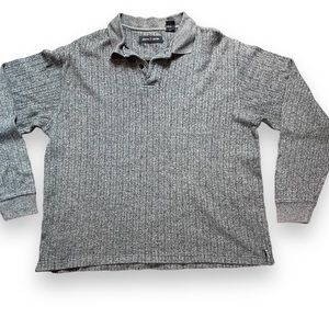 Men’s Pierre Cardin Gray long-sleeve cable knit polo sweater-like top, Size L